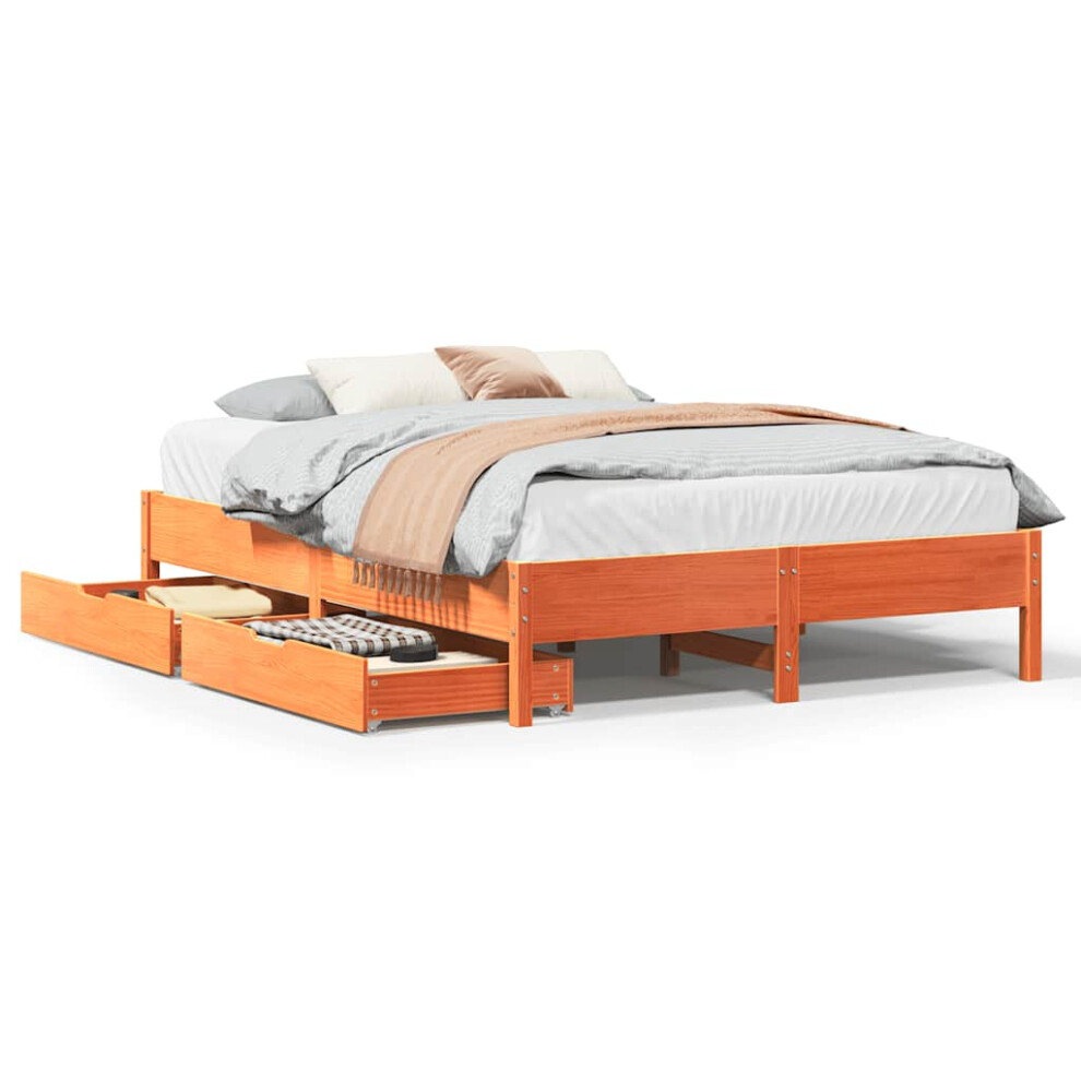 Vidaxl Bed Frame Home Bed Base Bedstead Wax Brown 160X200 Cm Solid Wood Pine