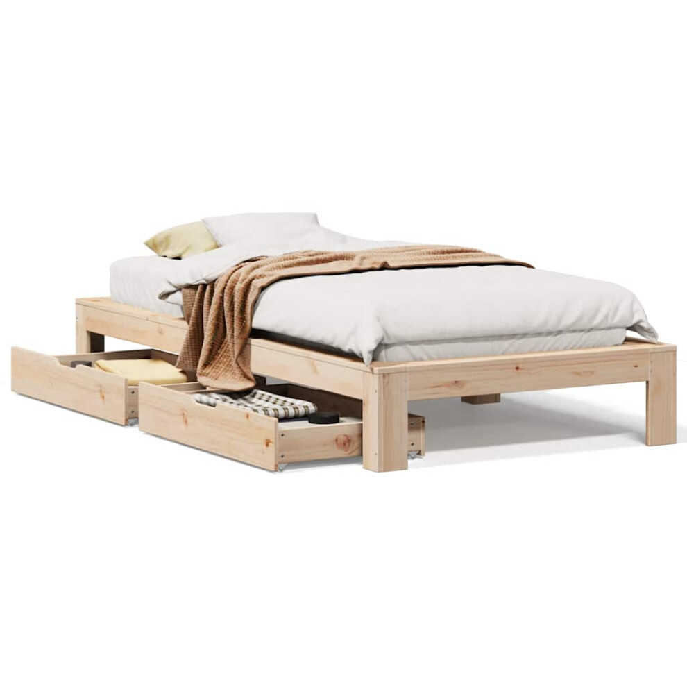 Vidaxl Bed Frame Without Mattress Bed 75X190 Cm Small Single Solid Wood Pine