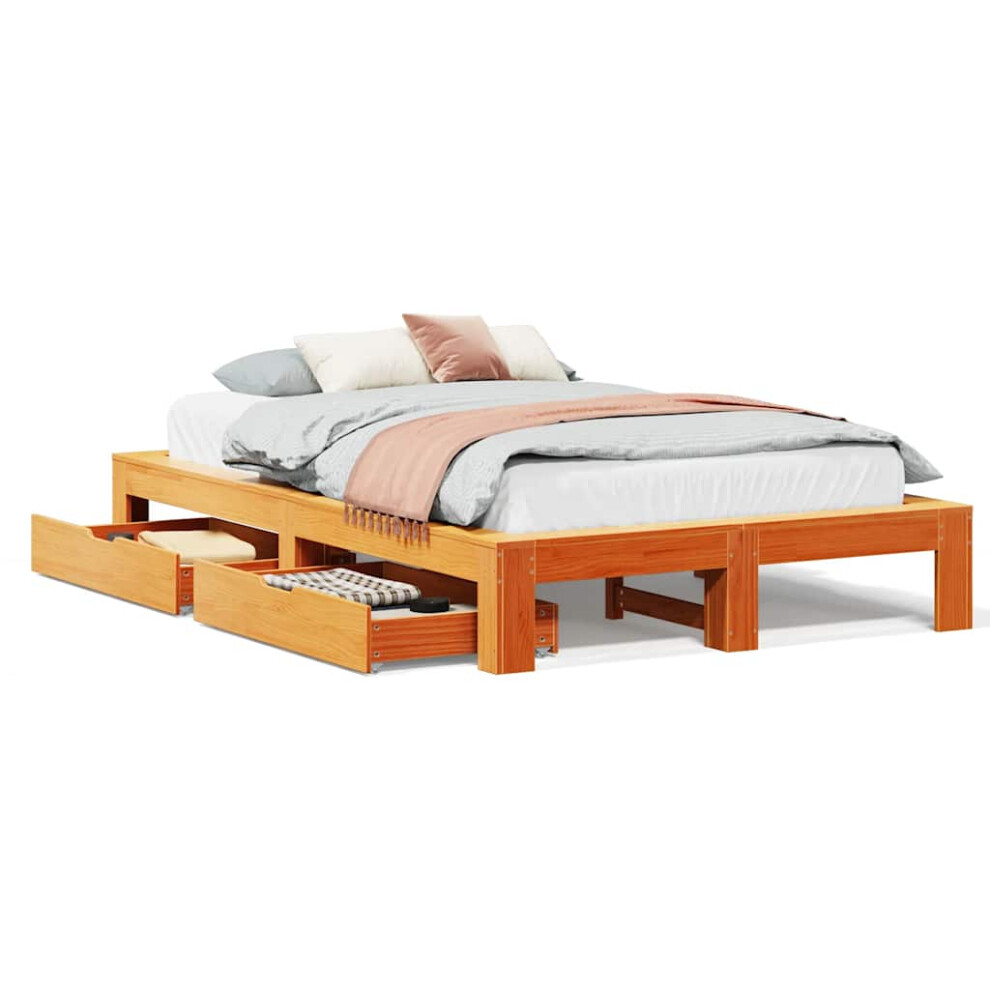 Vidaxl Bed Frame Without Mattress Bed Wax Brown 120X200 Cm Solid Wood Pine