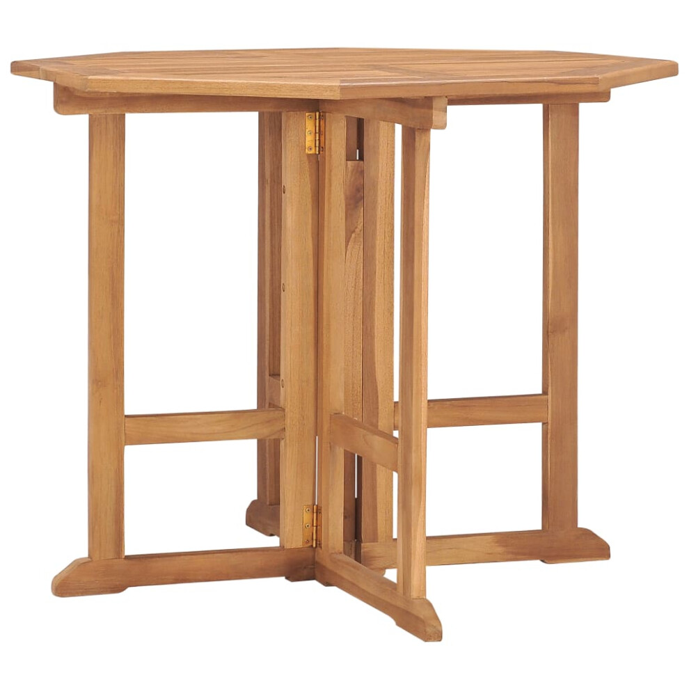 Vidaxl Solid Teak Wood Folding Dining Table Outdoor Dinner Desk Patio Garden