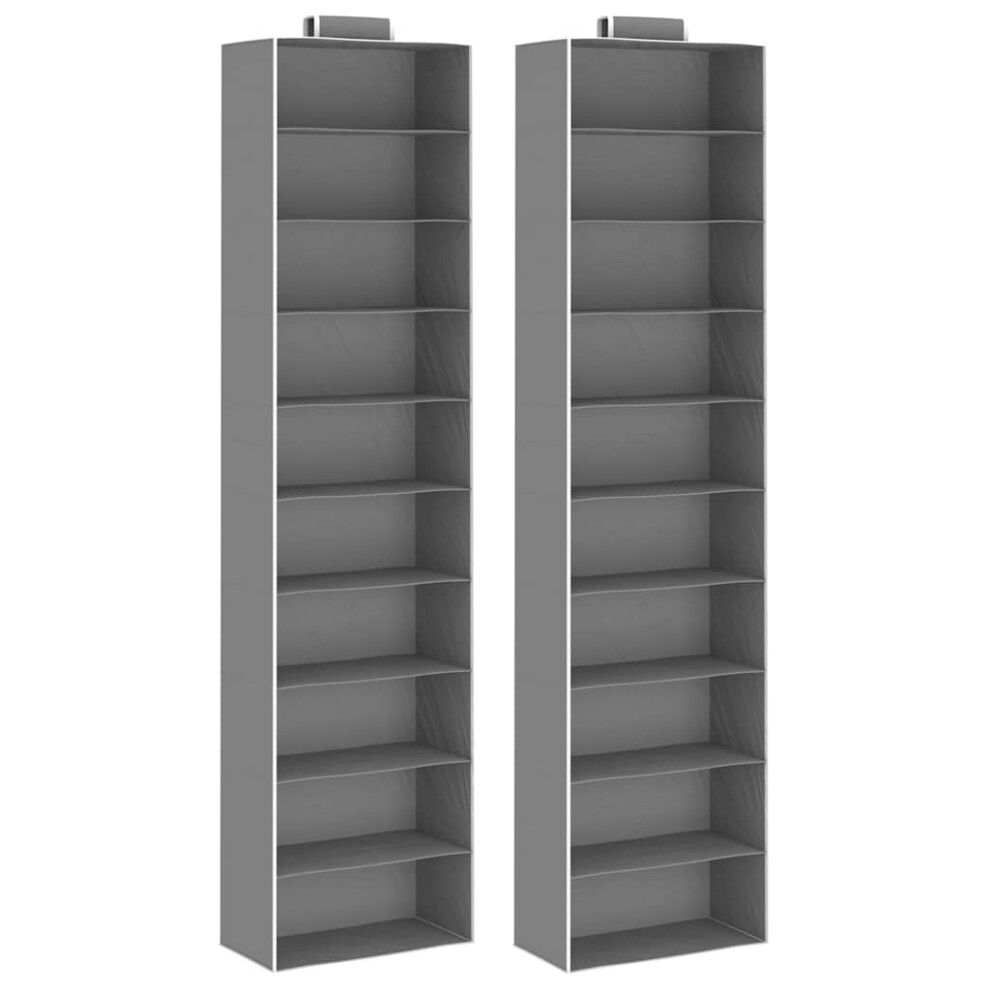 Vidaxl 2X Hanging Closet Organisers With 10 Shelves Fabric Garment Rack Set