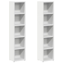 vidaXL CD Cabinets Display Shelf Cupboard Bookcase 2 pcs White Engineered Wood