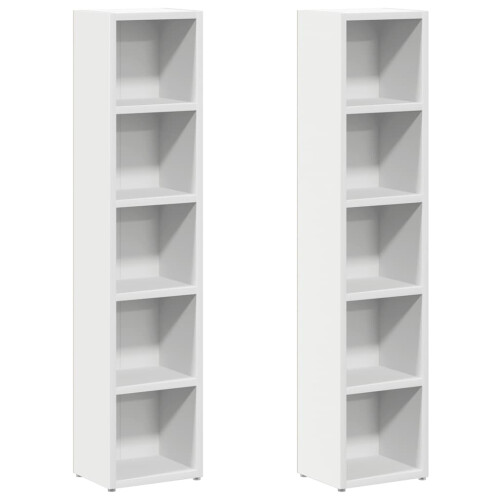 VidaXL vidaXL CD Cabinets Display Shelf Cupboard Bookcase 2 pcs White Engineered Wood