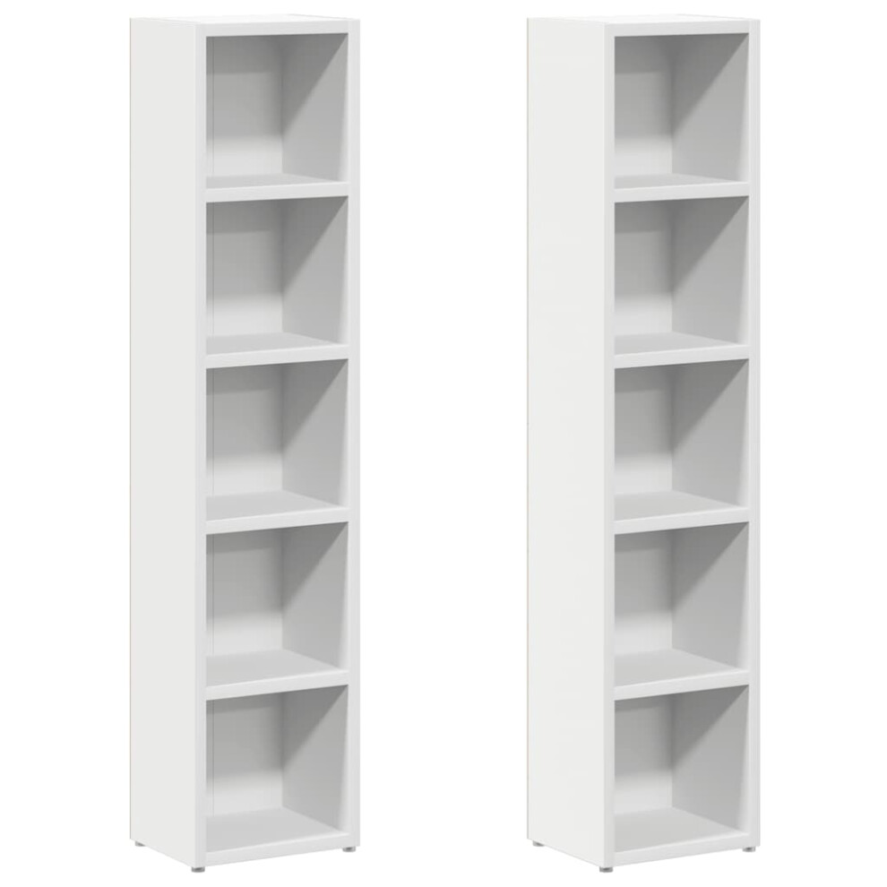 Vidaxl Cd Cabinets Display Shelf Cupboard Bookcase 2 Pcs Engineered Wood White
