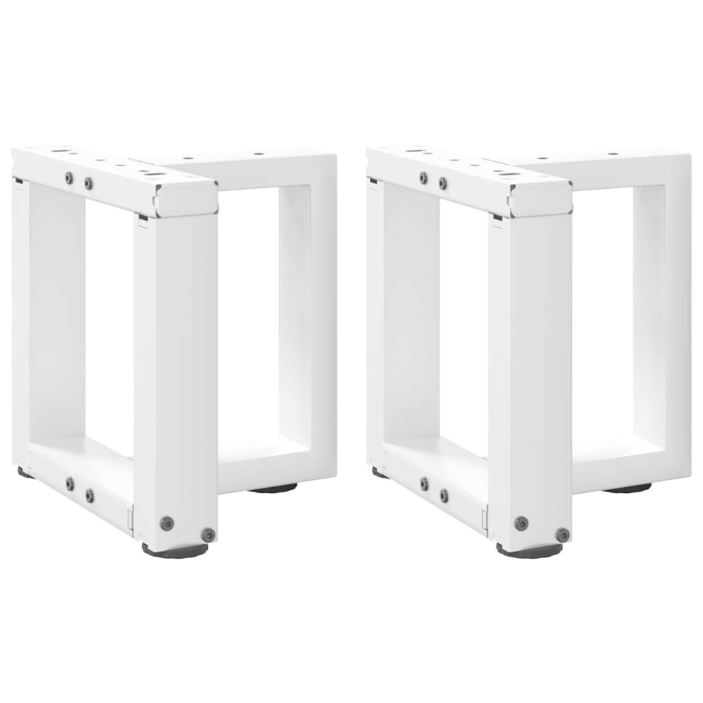 Vidaxl (White, 30 X 25 X (30-31) Cm) Dining Table Legs T-Shapedâ Desk Legs Metal Furniture Legs 2 Pcs Steel