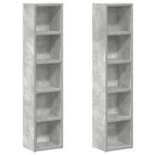 vidaXL CD Cabinets Shelf Cupboard Bookcase 2 pcs Concrete Grey Engineered Wood
