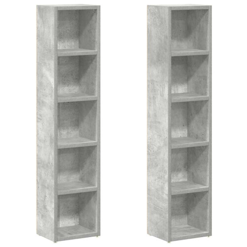 VidaXL vidaXL CD Cabinets Shelf Cupboard Bookcase 2 pcs Concrete Grey Engineered Wood