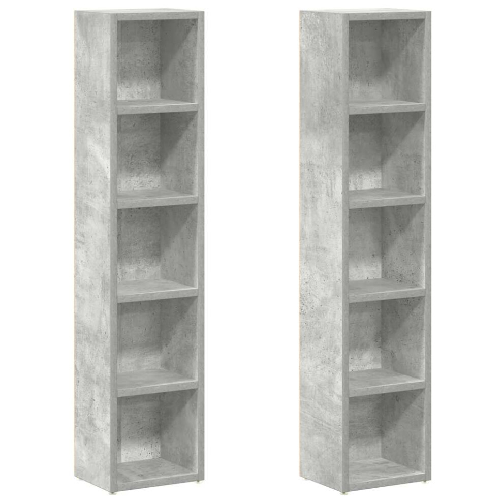 Vidaxl Cd Cabinets Shelf Cupboard Bookcase 2 Pcs Concrete Engineered Wood Grey 8720286086445