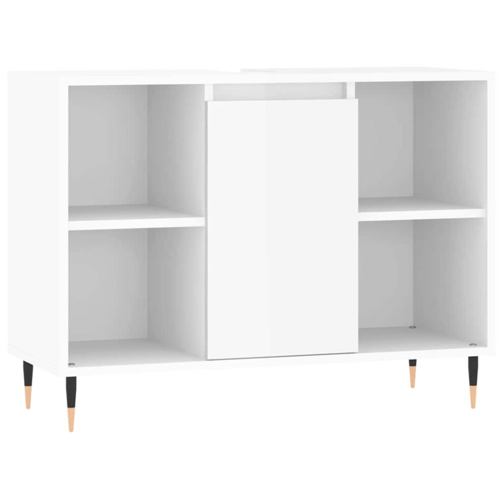 Vidaxl (High Gloss White) Bathroom Cabinet Vanity Unit Storage Cabinet Cupboard Engineered Wood