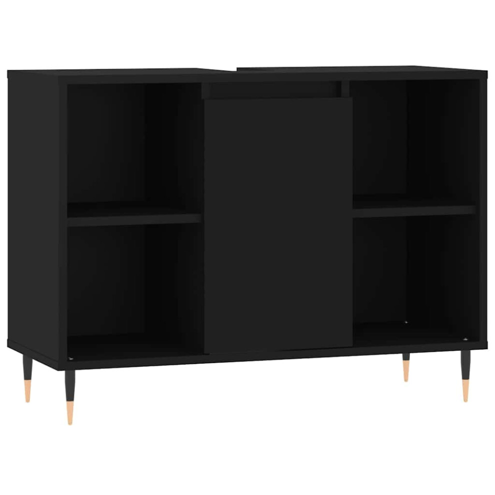 Vidaxl (Black) Bathroom Cabinet Vanity Unit Storage Cabinet Cupboard Engineered Wood