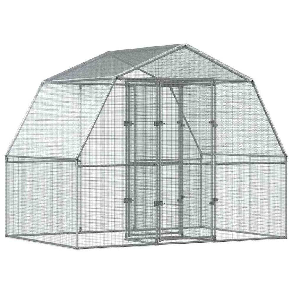 Vidaxl Bird Cage With Door Parrot Cage Bird Aviary Galvanised Steel Silver
