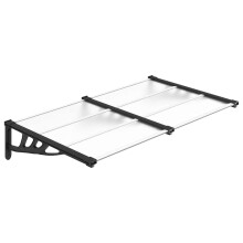 (152.5 x 90 cm) vidaXL Door Canopy Porch Canopy Awning Black and Transparent Polycarbonate