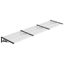 (358.5 x 90 cm) vidaXL Door Canopy Porch Canopy Awning Black and Transparent Polycarbonate