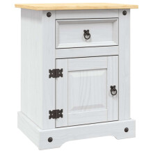 vidaXL Bedside Cabinet Nightstand Bed Table Mexican Pine Corona Range White
