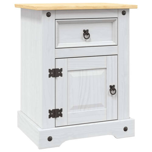 VidaXL vidaXL Bedside Cabinet Nightstand Bed Table Mexican Pine Corona Range White
