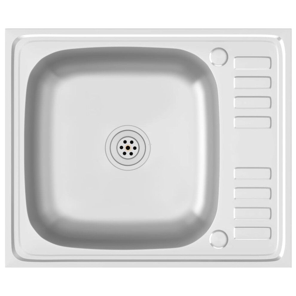 vidaXL Kitchen Sink with Drainer Set Wash Basin Sink Silver Stainless Steel
