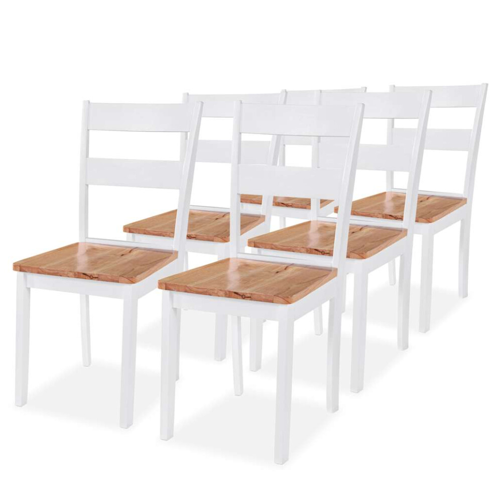 Vidaxl 6X Dining Chairs Rubberwood White Kitchen Living Room Furniture Seat