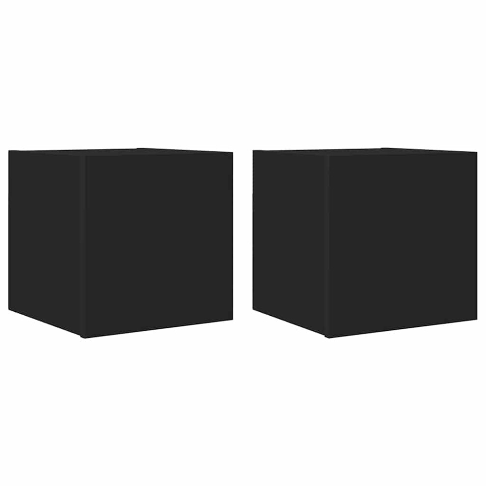 Vidaxl 2X Wall Mounted Tv Cabinets Black Hanging Cupboard Tv Unit Hifi Cabinet
