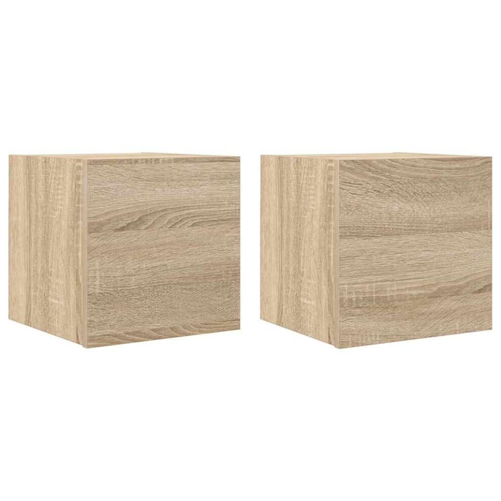 Vidaxl 2X Wall Mounted Tv Cabinets Sonoma Oak Hanging Cupboard Tv Stand Unit
