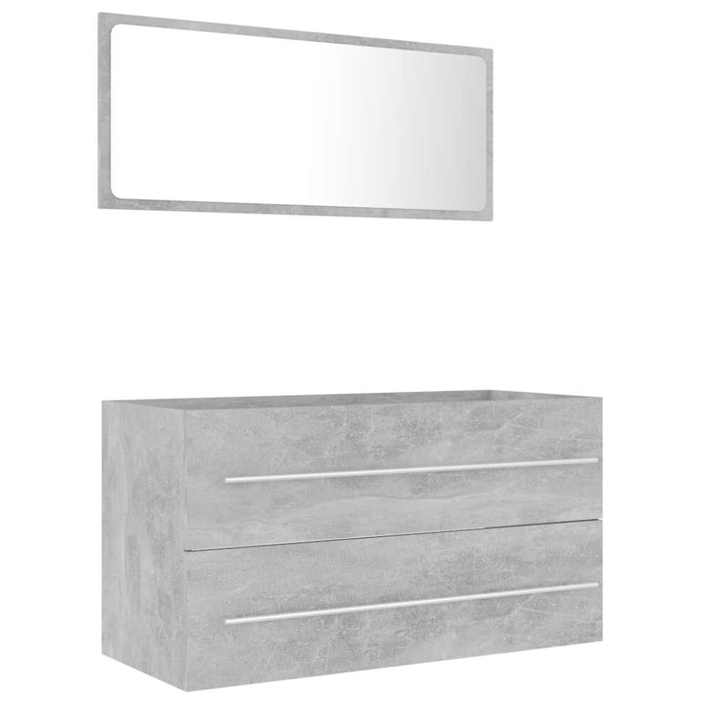 Vidaxl Bathroom Furniture Set 2 Piece Concrete Grey Engineered Wood Furniture