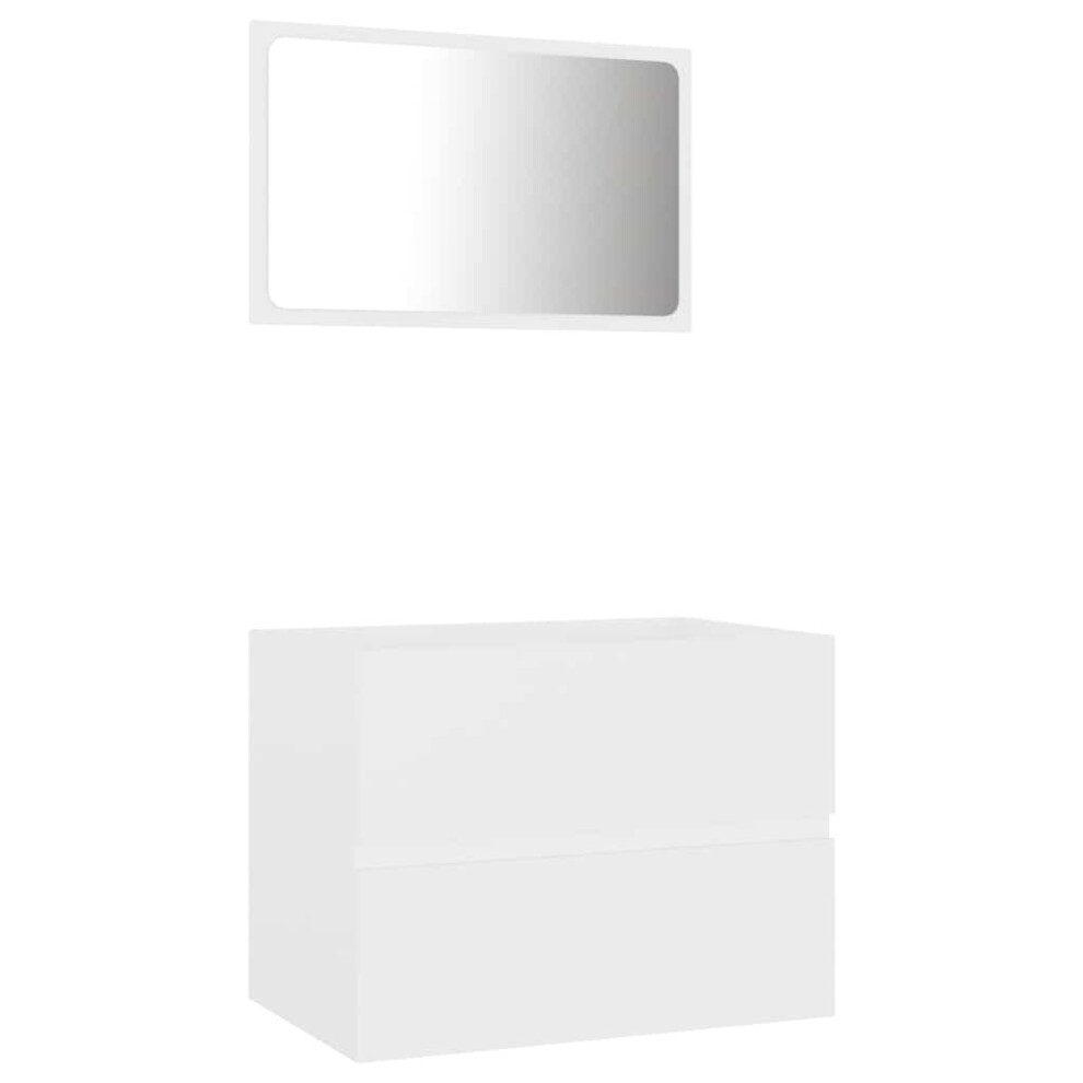 Vidaxl Bathroom Furniture Set 2 Piece White Engineered Wood Storage Cupboard