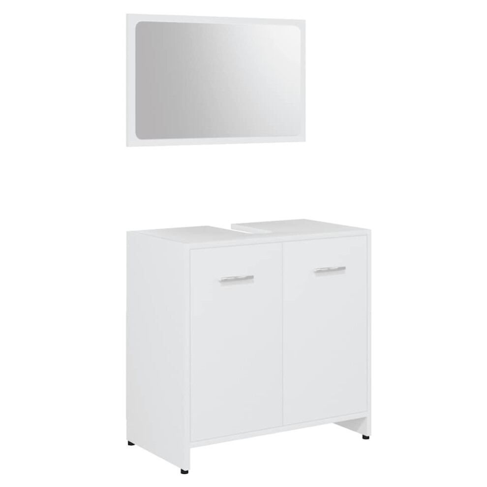 Vidaxl Bathroom Furniture Set White Engineered Wood Cabinet Unit Organiser