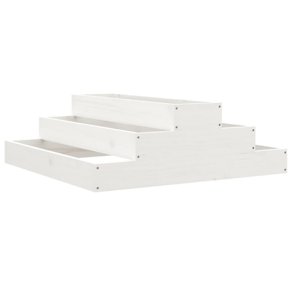 Vidaxl (, 80 X 80 X 27 Cm) Solid Wood Pine Planter Raised Bed Planter Flower Box Wooden Plant Pot White