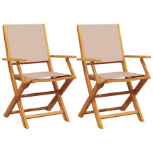 (taupe, 2 pcs) vidaXL Garden Chairs Outdoor Chair Dining Chair Solid Wood Acacia and Fabric