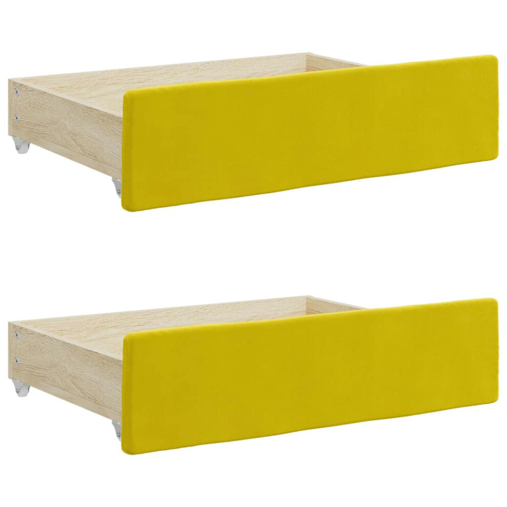 vidaXL Bed Drawers Storage Unit Bed Box 2 pcs Yellow Engineered Wood and Velvet