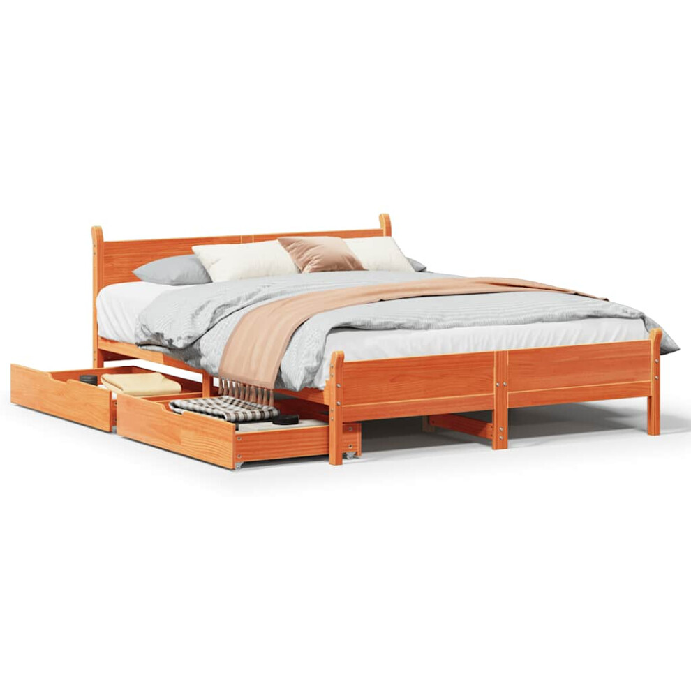Vidaxl Bed Frame Without Mattress Bed Wax Brown 160X200 Cm Solid Wood Pine