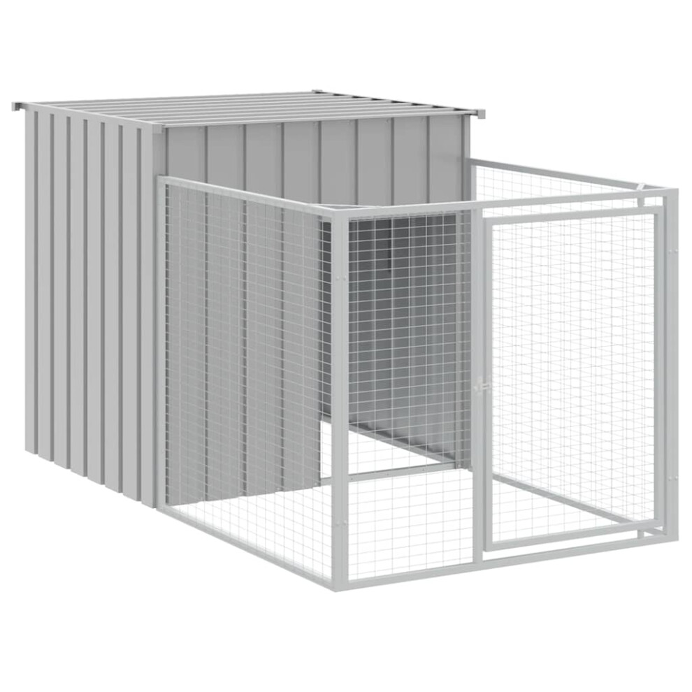 Vidaxl (Light Grey, 110 X 201 X 110 Cm) Dog House Dog Kennel With Run Dog Cage Anthracite Galvanised Steel