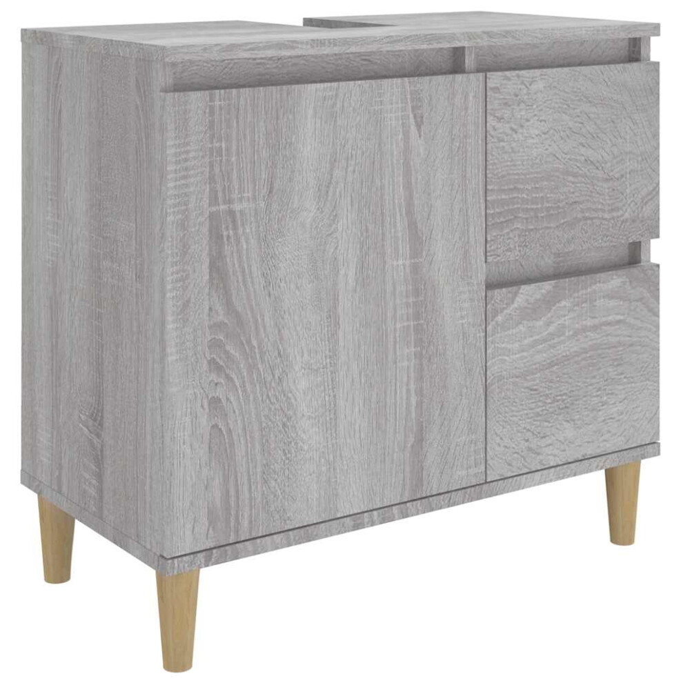 Vidaxl (Grey Sonoma) Bathroom Cabinet Cupboard Washroom Storage Cabinet Engineered Wood