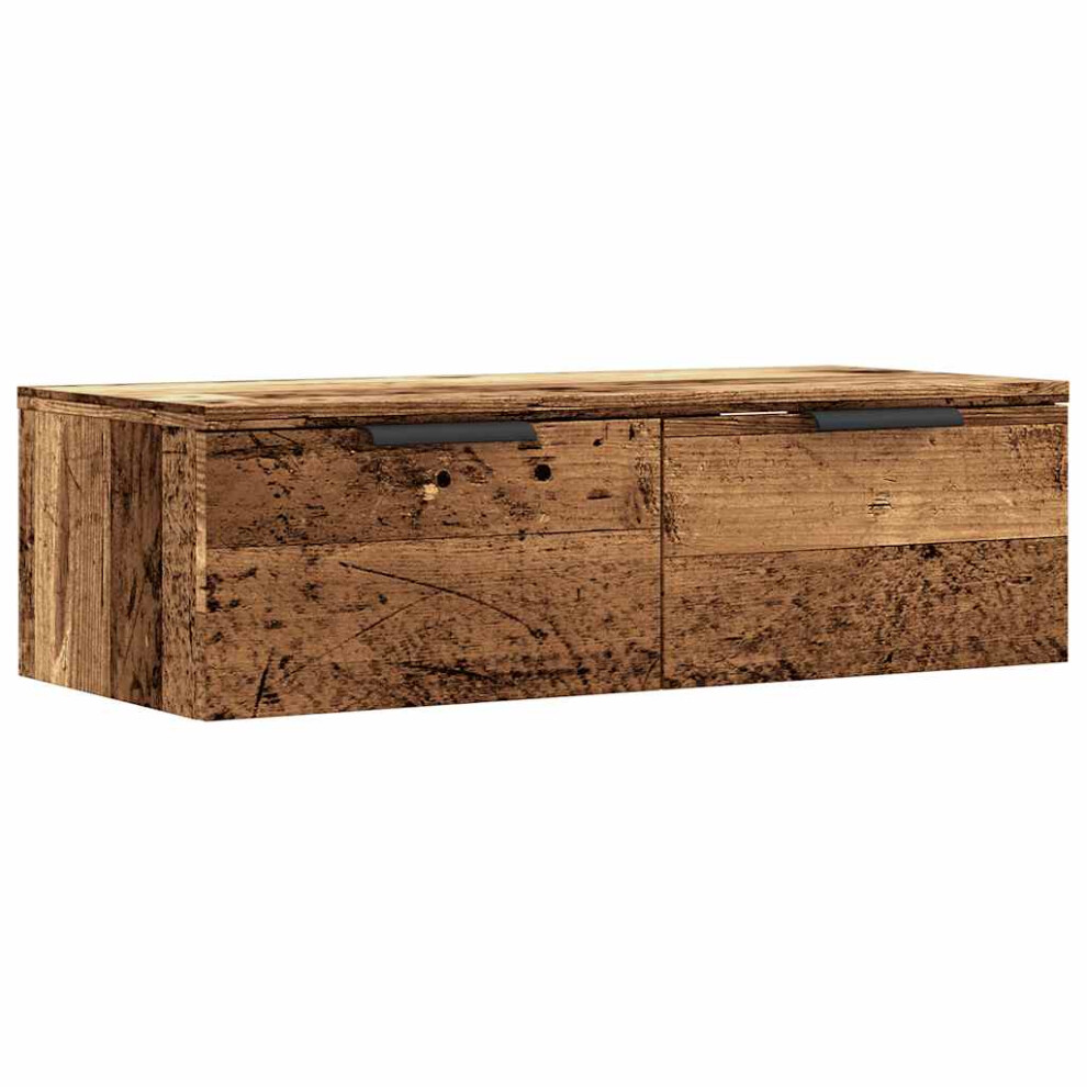 vidaXL Wall Cabinet - 2 Drawers - Old Wood - Image 2