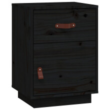 vidaXL Solid Wood Pine Bedside Cabinet Black Nightstand End Table Bed Cabinet