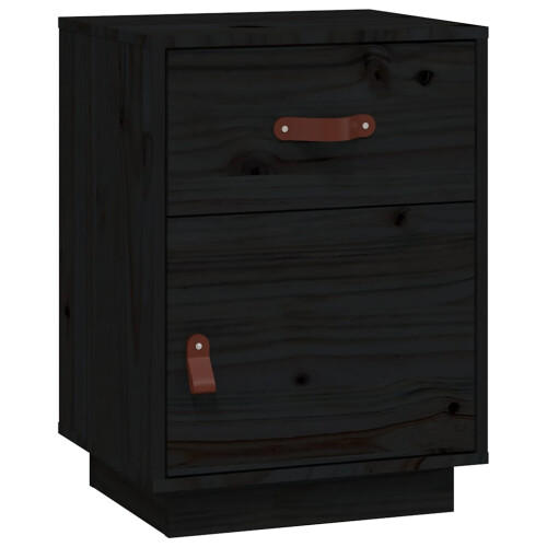 VidaXL vidaXL Solid Wood Pine Bedside Cabinet Black Nightstand End Table Bed Cabinet