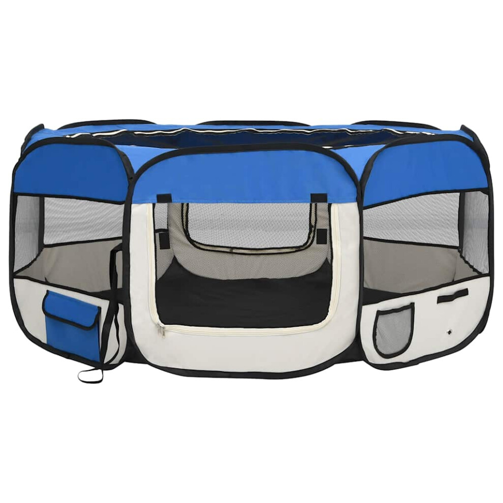 vidaXL Foldable Dog Playpen with Carrying Bag - Blue - 145x145x61 cm - Image 2