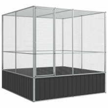 vidaXL Aviary Outdoor Large Bird Cage Walk In Chicken Run Coop Silver Steel