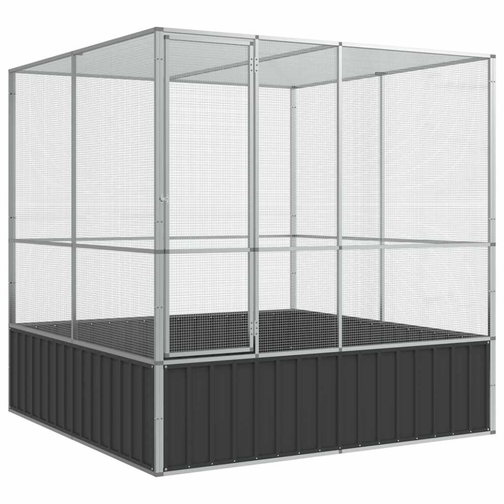 vidaXL Aviary Outdoor Large Bird Cage Walk In Chicken Run Coop Silver Steel