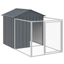 (anthracite, 117 x 201 x 123 cm) vidaXL Dog House with Run Dog Cage Pet Kennel Dog Kennel Galvanised Steel
