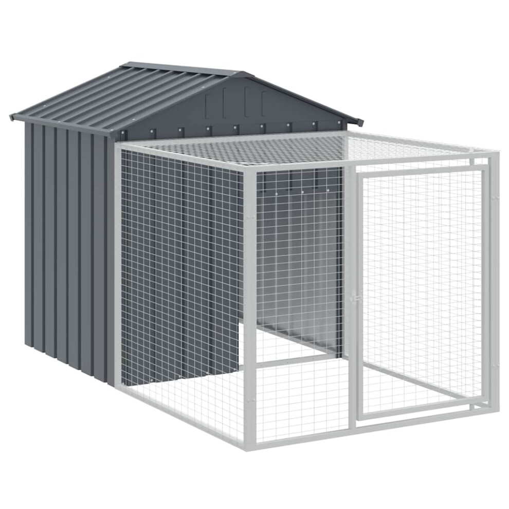Vidaxl (Anthracite, 117 X 201 X 123 Cm) Chicken Cage With Run Farm Chicken Run Coop Hen House Galvanised Steel
