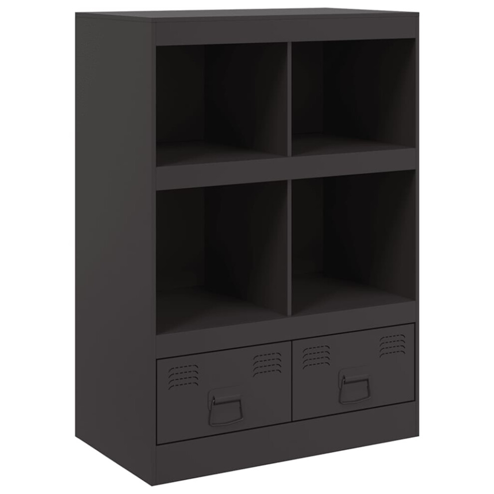 vidaXL Highboard - 2 Drawer 4 Open Shelf - Black Steel - Image 3