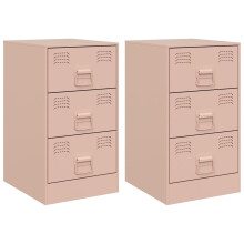 (pink, 2 pcs) vidaXL Bedside Cabinets Nightstand Bed Side Cabinet 2 pcs Mustard Yellow Steel