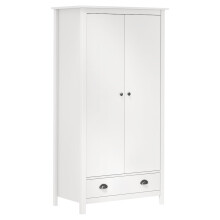 vidaXL Solid Wood Pine 2-Door Wardrobe Hill White 89x50x170 cm Clothes Cabinet