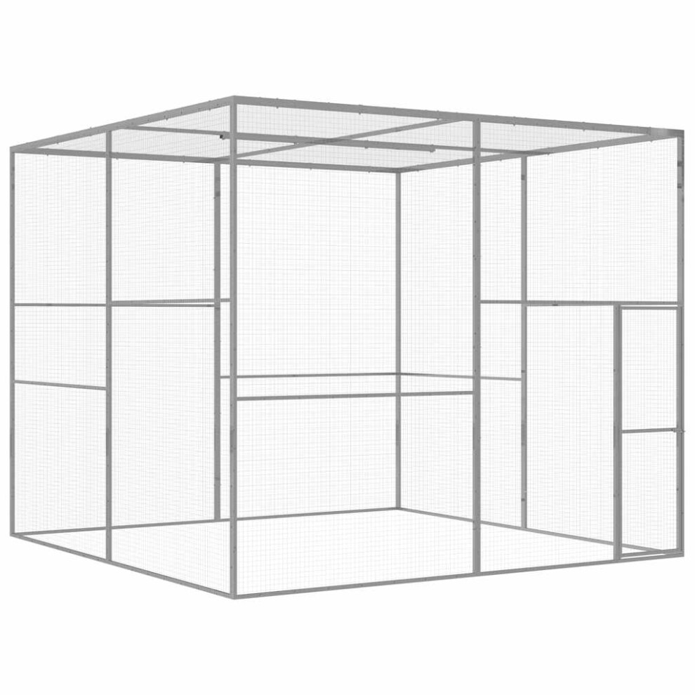 vidaXL Cat Cage 3x3x2.5m Galvanised Steel Outdoor Small Animal Pet Run House
