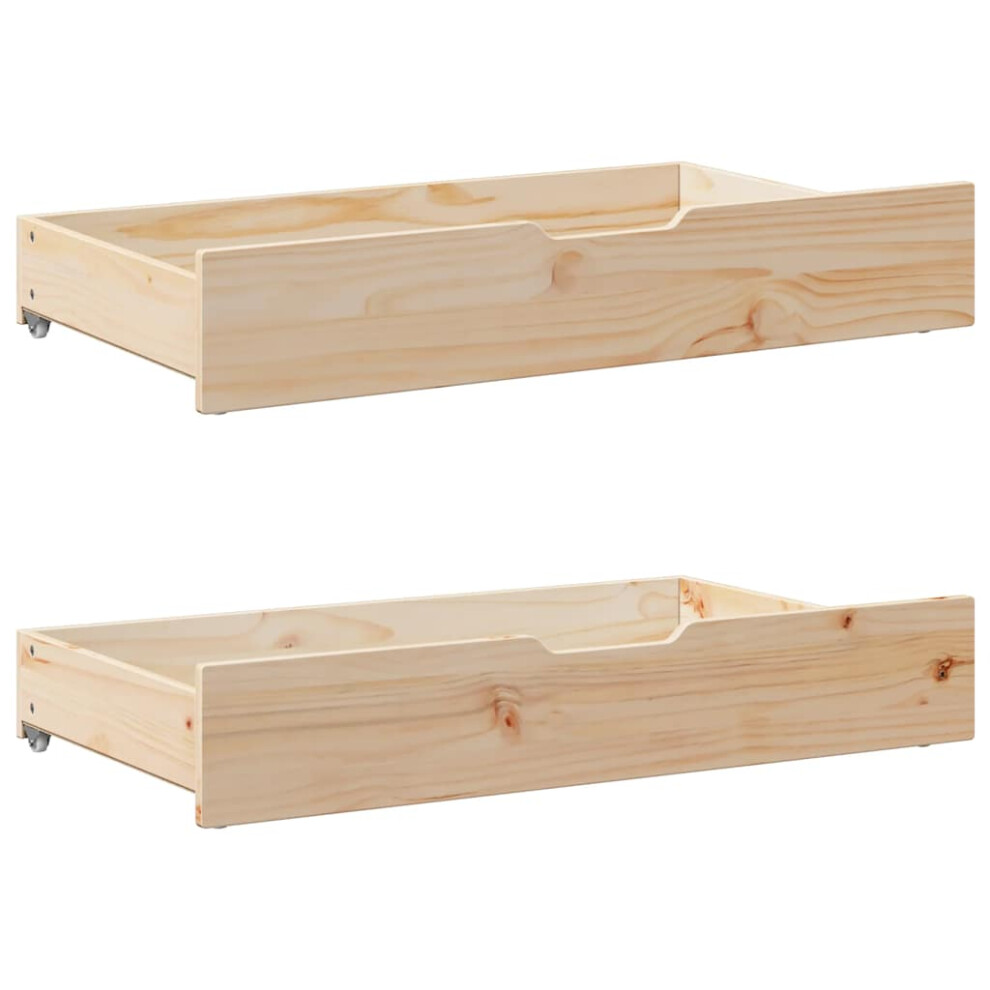 (natural, 95 x 55 x 16 cm) vidaXL Under-Bed Drawers with Wheels Under Bed Storage 2 pcs Solid Wood Pine