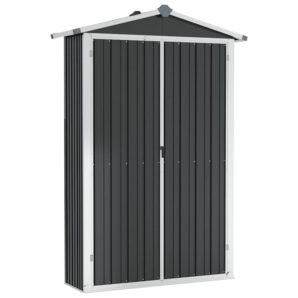 vidaXL Garden Shed - Anthracite - 116x45x175 cm - Galvanised Steel - Black - Image 2