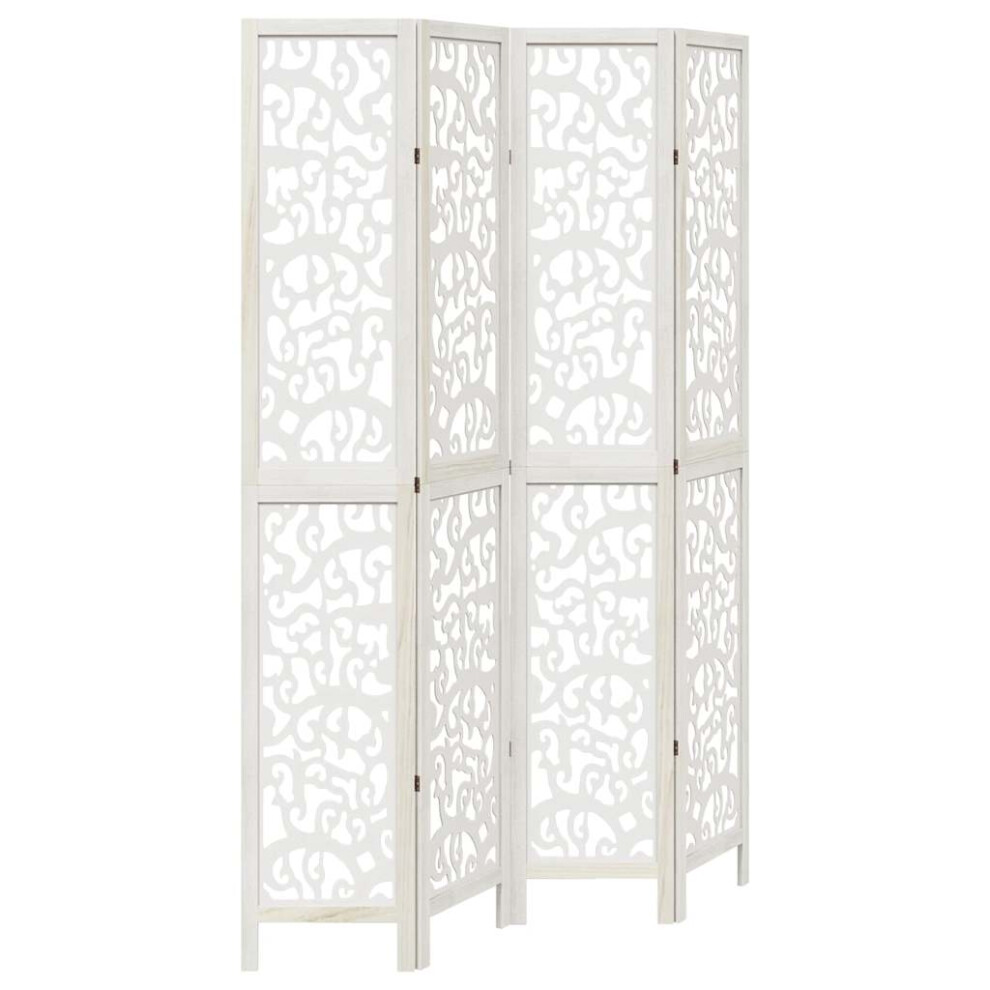 Vidaxl (40 X 220 Cm/ 4 Piece) Room Divider Privacy Screen Room Partition White Solid Wood Paulownia