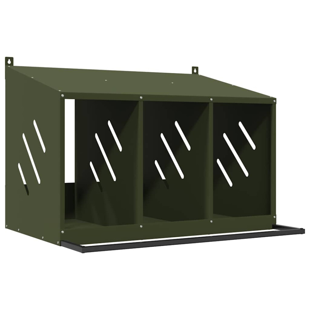 Vidaxl (Olive Green, 80 X 64 X 59,5 Cm) Chicken Nesting Box With 8 Compartments Olive Green Metal