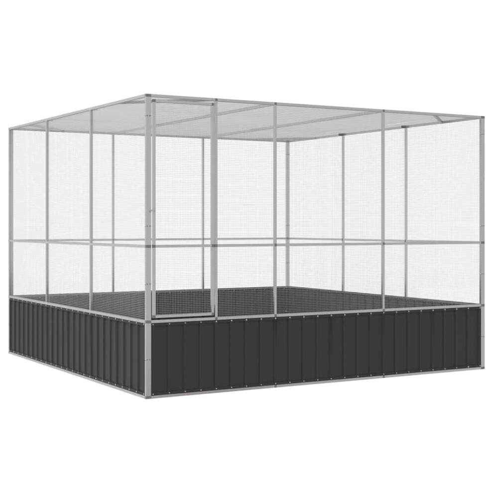 vidaXL Aviary Outdoor Large Bird Cage Walk In Chicken Run Coop Silver Steel