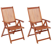 vidaXL 2x Outdoor Dining Chairs Acacia Wood Garden Patio Dinner Furniture Seat